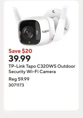 Staples TP-Link Tapo C320WS Outdoor Security Wi-Fi Camera offer
