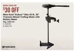 Cabela's Minn Kota Endura Max 45 lb. 36 Transom-Mount Trolling Motor with Battery Meter offer