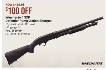 Cabela's Winchester SXP Defender Pump-Action Shotgun offer