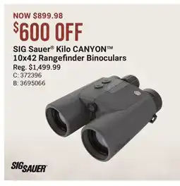 Cabela's SIG Sauer Kilo CANYON 10x42 Rangefinder Binoculars offer