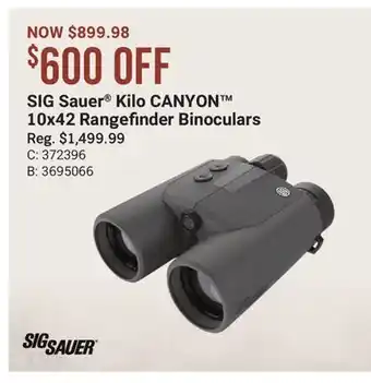 Cabela's SIG Sauer Kilo CANYON 10x42 Rangefinder Binoculars offer