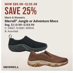 Cabela's Merrell Jungle or Adventure Mocs offer