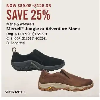 Cabela's Merrell Jungle or Adventure Mocs offer