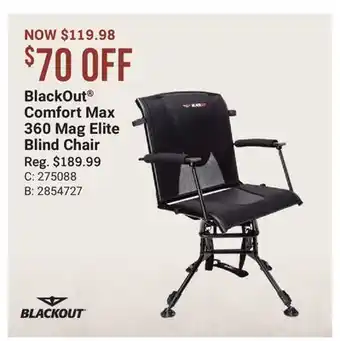 Cabela's BlackOut Comfort Max 360 Mag Elite Blind Chair offer