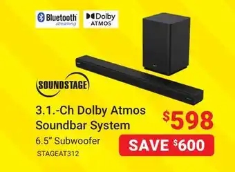 Visions Electronics 3.1.-Ch Dolby Atmos Soundbar System offer