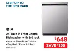 Visions Electronics 24 Built in Front Control Dishwasher with 3rd rack offer