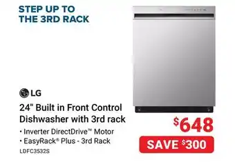 Visions Electronics 24 Built in Front Control Dishwasher with 3rd rack offer