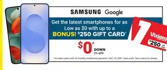 Visions Electronics BONUS! $250 GIFT CARD offer