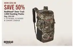 Cabela's RedHead Deer Trail 1300 Hunting Packs offer