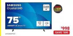 Visions Electronics Samsung 2025 75 U8 4K LED Tizen Smart TV offer