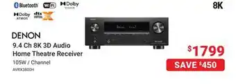 Visions Electronics DENON 9.4 Ch 8K 3D Audio Home Theatre Receiver offer
