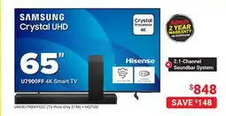 Visions Electronics U7900FF 4K Smart TV65 + 2.1-Channel Soundbar System offer
