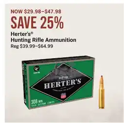 Cabela's Herter's Hunting Rifle Ammunition offer
