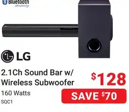 Visions Electronics LG 2.1Ch Sound Bar w/ Wireless Subwoofer offer