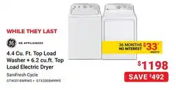 Visions Electronics 4.4 Cu. Ft. Top Load Washer + 6.2 cu.ft. Top Load Electric Dryer offer