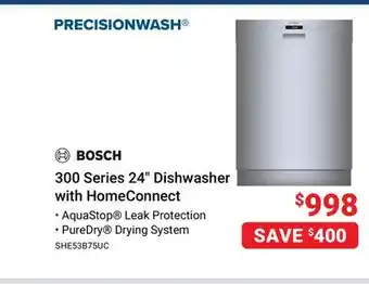 Visions Electronics BOSCH 300 Series 24 Dishwasher with HomeConnect offer