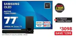 Visions Electronics SAMSUNG NATIVE 120Hz PANEL S90DA 4K Smart TV77 offer