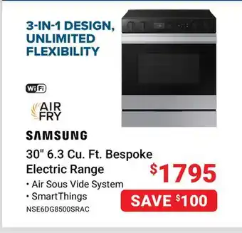 Visions Electronics SAMSUNG 30 6.3 Cu. Ft. Bespoke Electric Range offer