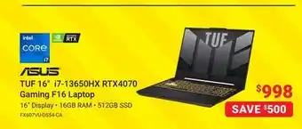 Visions Electronics TUF 16 i7-13650HX RTX4070 Gaming F16 Laptop offer