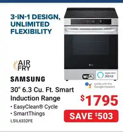 Visions Electronics SAMSUNG 30 6.3 Cu. Ft. Smart Induction Range offer