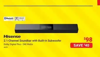 Visions Electronics Hisense 2.1-Channel Soundbar with Built-in Subwoofer offer