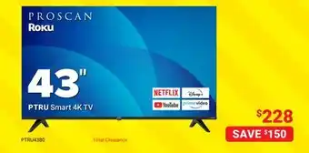 Visions Electronics ROKU PTRU Smart 4K TV 43 offer