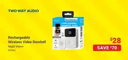 Visions Electronics Rechargeable Wireless Video Doorbell offer