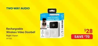 Visions Electronics Rechargeable Wireless Video Doorbell offer