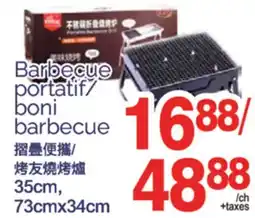 T&T Supermarket BARBECUE PORTATIF, 35cm, 73cmx34cm offer