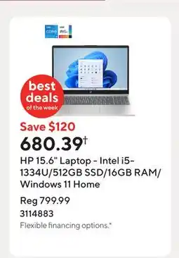 Staples HP 15.6 Laptop - Intel i5-1334U/512GB SSD/16GB RAM/Windows 11 Home offer