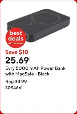 Staples Evry 5000 mAh Power Bank with MagSafe - Black offer