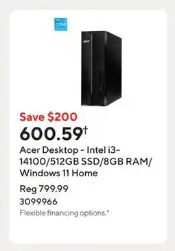 Staples Acer Desktop - Intel i3-14100/512GB SSD/8GB RAM/Windows 11 Home offer