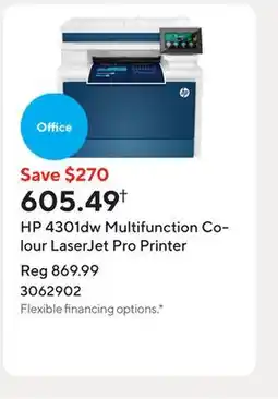 Staples HP 4301dw Multifunction Colour LaserJet Pro Printer offer