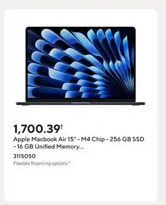 Staples Apple Macbook Air 15 - M4 Chip - 256 GB SSD - 16 GB Unified Memory - Midnight - English offer