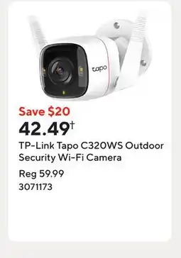 Staples TP-Link Tapo C320WS Outdoor Security Wi-Fi Camera offer