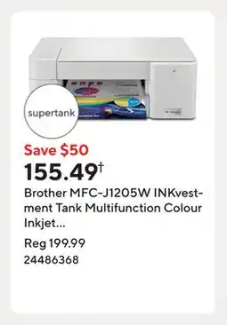 Staples Brother MFC-J1205W INKvestment Tank Multifunction Colour Inkjet Printer offer