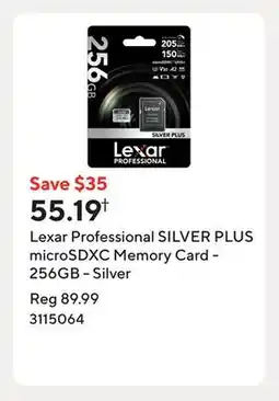 Staples Lexar Professional SILVER PLUS microSDXC Memory Card - 256GB - Silver offer