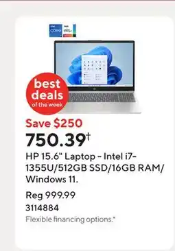Staples HP 15.6 Laptop - Intel i7-1355U/512GB SSD/16GB RAM/Windows 11 offer