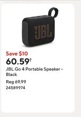 Staples JBL Go 4 Portable Speaker - Black offer