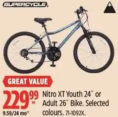Canadian Tire Supercycle nitro xt youth 24" or adult 26" bike offer