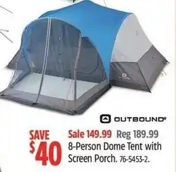 Canadian Tire Outbound 8 person dome tent with screen porch offer