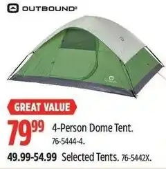 Canadian Tire Outbound 4 person dome tent offer