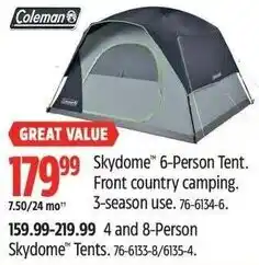 Canadian Tire Skydome 6-person tent front country camping offer