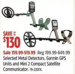 Canadian Tire Selected metal detectors, garmin GPS units and mini 2 compact satellite communicator offer