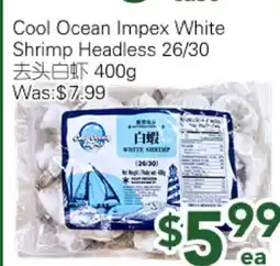 Ample Food Market Cool Ocean Impex White Shrimp Headless 26/30 offer