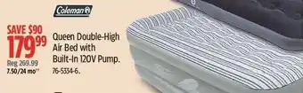 Canadian Tire Coleman Queen Double High air bed with built in 120V pump offer
