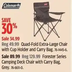 Canadian Tire Quad fold extra large chair with cup holder and carry bag offer