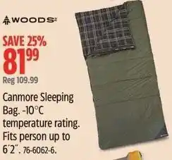 Canadian Tire Woods Canmore Sleeping Bag -10°C temperature rating offer