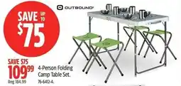 Canadian Tire Outbound 4 person folding camp table set offer