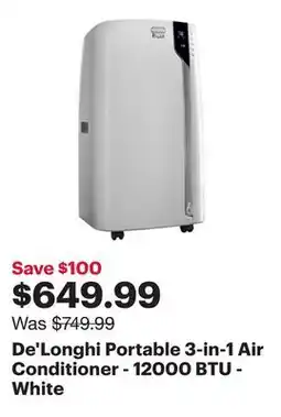 Best Buy De'Longhi Portable 3-in-1 Air Conditioner - 12000 BTU - White offer